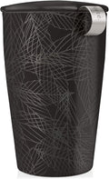 Tea Forte Double-Walled Ceramic Kati Cup, Removable Stainless Steel Infuser Basket and Lid, Steeps 12 oz Loose Leaf Tea, Dishwasher & Microwave Safe, Noir