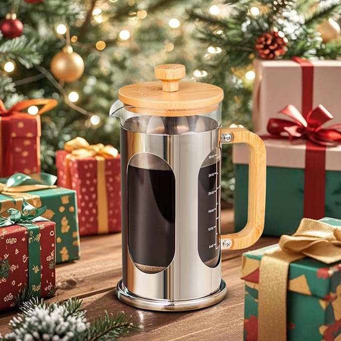 Sivaphe 8 cup French Press Coffee Maker No-Plastic, Borosilicate Glass Bamboo Lid and Handle Coffee Tea Press 34 oz