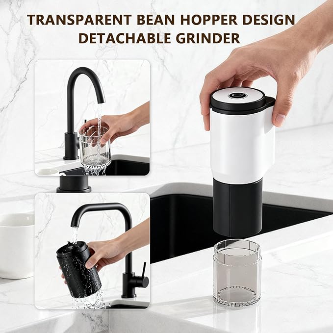 Portable Electric Coffee Grinder,Features a Built-in 1300mAh Rechargeable Battery, Adjustable Grind Settings for Coffee Beans/Grains,Portable Coffee Grinder for Home,Camping and Travel Use