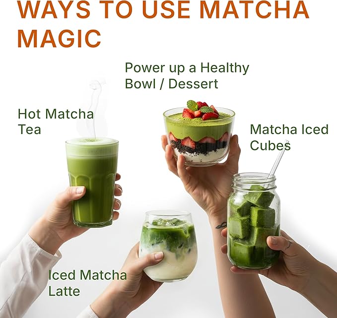 Mushrooms Matcha Magic - USDA Organic Ceremonial Grade Japanese Matcha (30 Serving)- with Reishi, Lion’s Mane, Chaga, Cordyceps & Turkey Tail – Superfood for Focus & Energy.