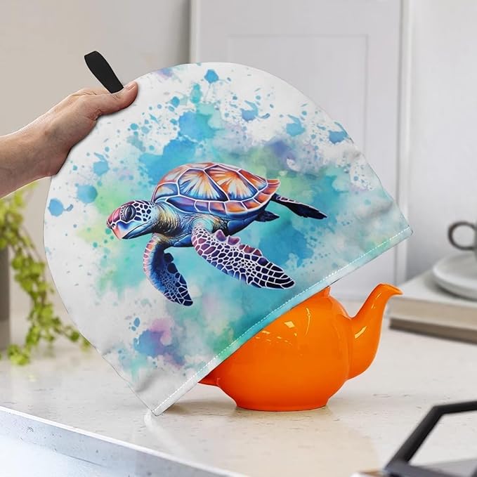 Sea Turtle Tea Cosy for Teapot Tea Cozy for Teapot Insulated Tie-Dye Kitchen Accessory Thick Teapot Cover Dust Home Decorative