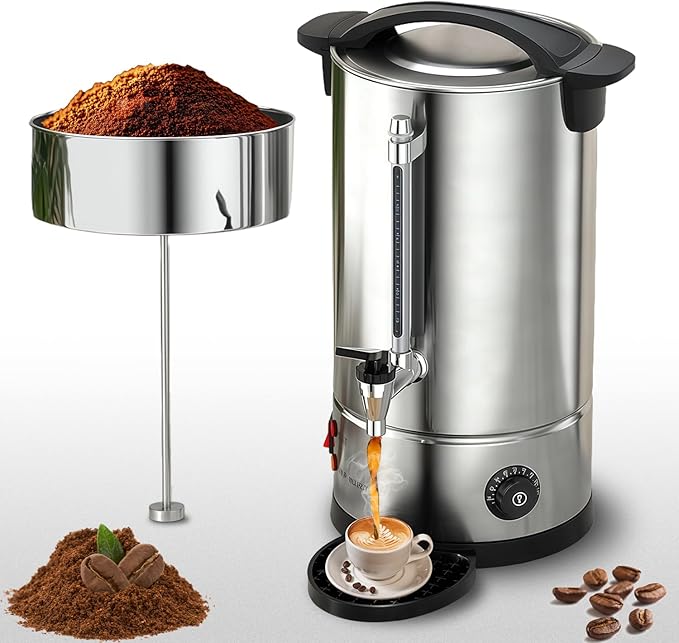 Commercial Coffee Urns, 160 Cups/25L Coffee Maker with Keep-Warm Function, Hot Beverage Dispenser, Electric Hot Water Urn Stainless Steel, for Events, Offices, Parties, Catering (160 Cup)