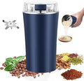 Electric Coffee Grinder, Portable Coffee Bean and Spice Grinder, 300W Powerful, Household Stainless Steel 8-Blade Blade, for Herbs, Spices, Coffee, Nuts, and Seeds (Blue)