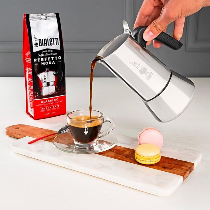Bialetti - New Venus, stainless steel espresso coffee machine, suitable for all types of stoves, 2 cups (85 ml), aluminium, silver (Not induction safe)