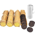 (60Cakes-240Cups) Pu-erh Tea in Bamboo Leaf Tube - Ripe Puerh Tea Cake 21.16 oz/600g And a tea filter，Aged Shou Black Tea