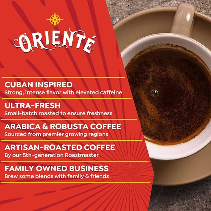 Oriente Dark Roast Coffee Pods, 18 ct, Cuban Inspired Coffee in Recyclable Single Serve Pods - 100% Arabica Coffee, Compatible with Keurig K Cups Maker
