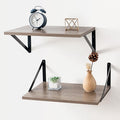 Axeman Deep Floating Shelves for Wall, 12 Inch Deep Floating Shelves Set of 2, 16W x 12D Rustic Grey Wood Large Wall Mounted Shelves for Living Room Kitchen Bathroom Bedroom - Grey