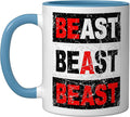 Retro Be A Beast Gym Training Shirt Ceramic Mug, Blue/White