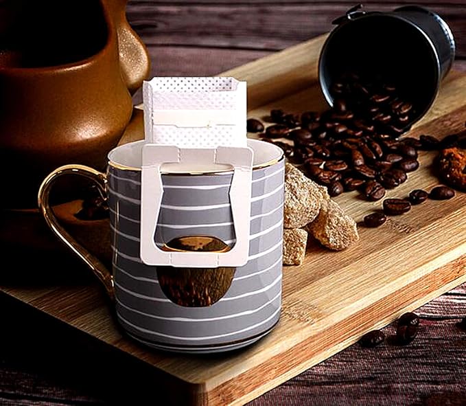 Coffee Filter Paper Bag 50 pieces, Hanging Ear Drip Coffee Bag Single Serve Disposable Drip Coffee Filter Bag Perfect for House, Travel, Office Daily (50)