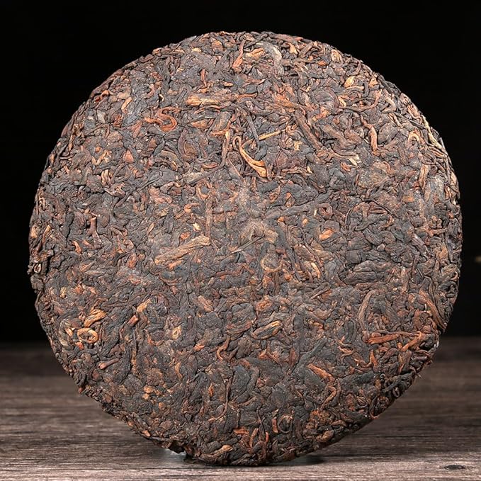 SANRAN Aged Fermented Pu'er Tea Cake, Chinese Yunnan Ripe Puer Tea for Family & Friends (7.1oz/pack)