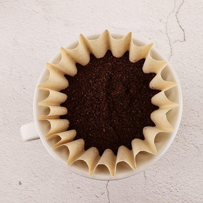 EUSOAR 1-4 Cup Coffee Paper Filters, Pack of 50 Natural Brown Unbleached Disposable Coffee Filter, Fits Small Basket Style Single Serve Pour Over and Drip Coffee Makers, for Home Office Use