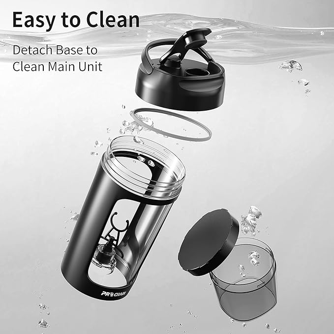 PROCHAIN Electric Protein Shaker Bottle, USB Rechargeable Protein Shakes Mixer, with Powder Storge Cup, Portable Water Drink Bottles for Gym Sport Workout, BPA-Free Tritan, 22oz