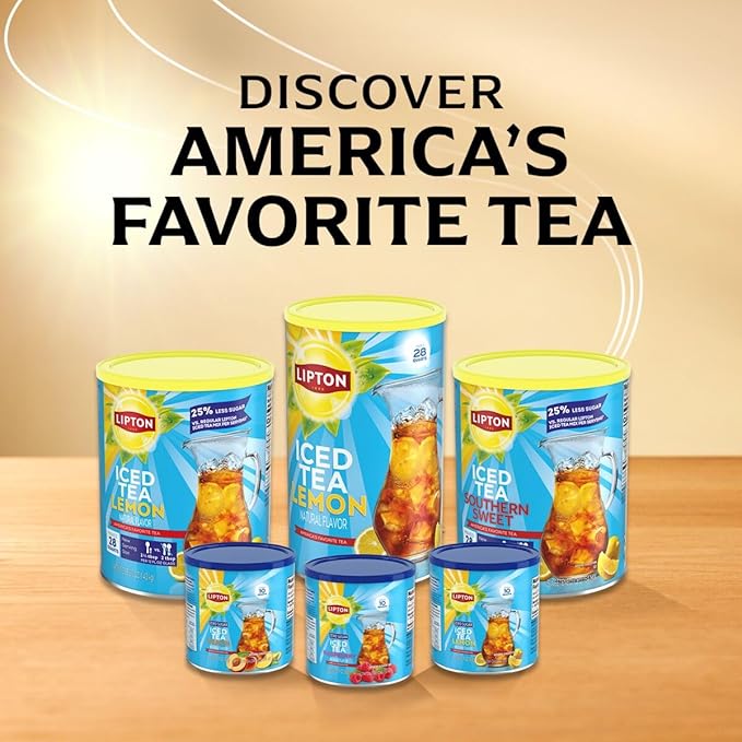 Lipton Zero Sugar Iced Tea Mix, Peach Flavor Black Iced Tea, Makes 10 Quarts