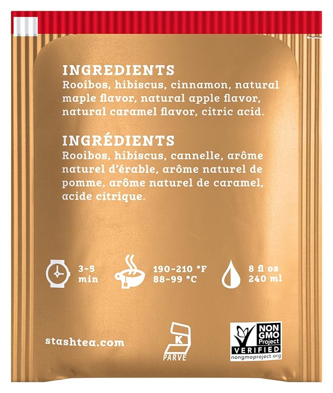 Stash Tea Maple Apple Cider Herbal Tea - Naturally Caffeine Free, Non-GMO Project Verified Premium Tea with No Artificial Ingredients, 100 Count (BULK PACKAGING)