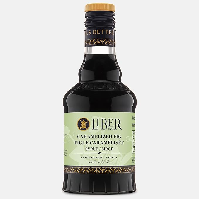 Liber & Co. Caramelized Fig Syrup - Made with California Mission & Calimyrna Figs - Perfect for Old Fashioneds, Manhattans & Aged Spirit Cocktails - Makes 25 Drinks - Craft Cocktail Mixer (12.7 oz)