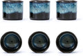 Japanese Tea Cups Set of 6 Ceramic Tea Cups, 2.5 Ounces Ceramic Cups, Matcha Cups (magic blue interior&exterior)