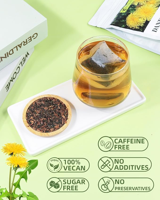 120 Teabags - Dandelion Leaf & Root Tea Bags, Natural Herbal Tea for Liver & Kidney Health, Supports Digestion & Boosts Immune System - Caffeine-Free, Non-GMO, No Additives