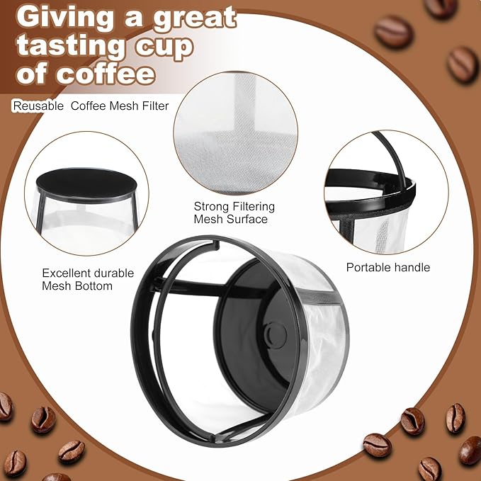 Maxdot 4 Packs Reusable Coffee Filters 4-5 Cup Replacement Mesh with Handle 2.8 x 3.1 x 2 Reusable Filter Basket Compatible with Mr. Coffee Most Coffeemakers Brewers Universa(Nylon,White)