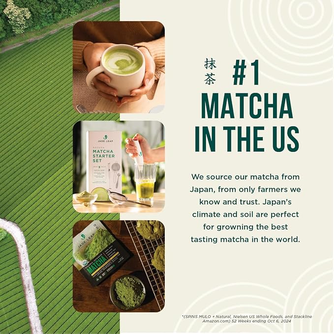 Jade Leaf Matcha Organic Premium Ceremonial Grade Matcha Green Tea Powder - Japanese - Culinary, Ingredient, Ceremonial Barista Teahouse, Latte, Collagen, 3.53 Ounce (Pack of 1), Ceremonial Barista