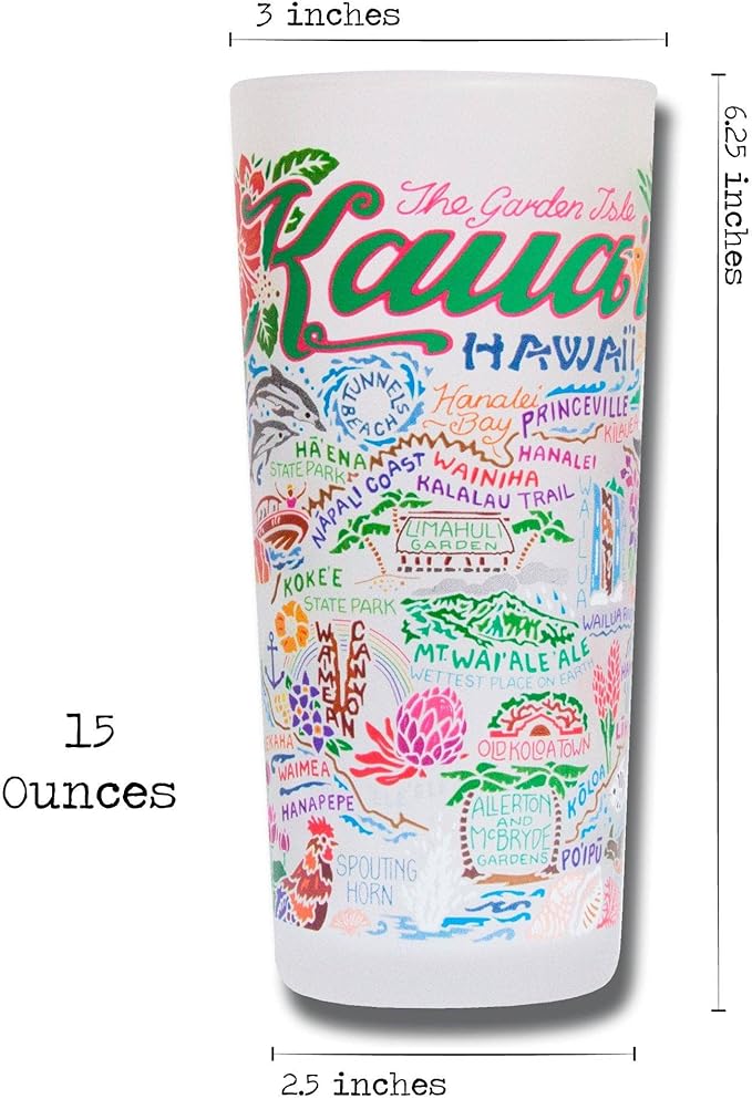 Catstudio Drinking Glass, Kauai Frosted Glass Cup for Kitchen, Drinking Glasses, 15oz Dishwasher Safe Tumbler, Wedding Gifts