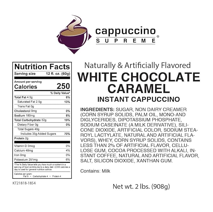 Cappuccino Supreme White Chocolate Caramel Instant Cappuccino Mix 6 x 2 lbs