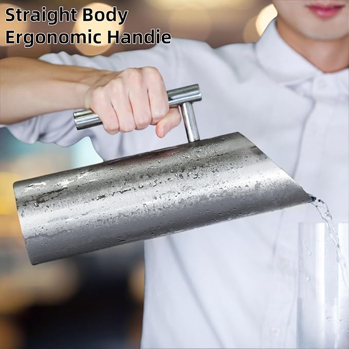 53oz/1.5L Stainless Steel Water Pitcher, Modern Metal Kettle with Ice Guard, Silver Carafe Drink Pitcher with Handle, Straight Bottle Beverage Container for Iced/Hot Tea, Juice, Coffee, Milk