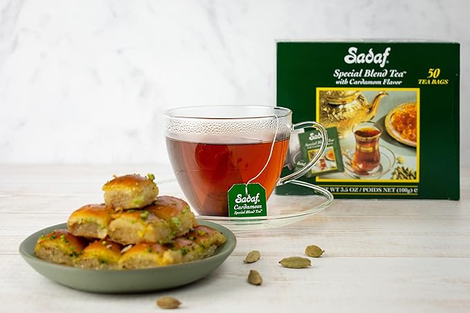 Sadaf Cardamom Tea Bags | Special Blend Cardamom Ceylon Black Tea | Quicktea Product harvested in Sri Lanka | 100 bags (Pack of 1)