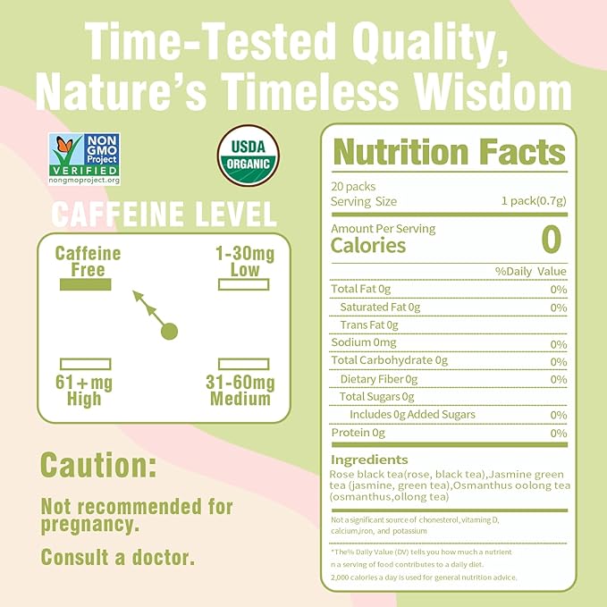 SAIPIN Herbal Tea,3 Assorted Flavors, Jasmine/Rose/Osmanthus Flower,20 Pack,No Additives,Premium Instant Tea with Shaker Bottle,Cold Brew Freeze Dried For Freshness Saipin,3 Seconds Instant,Hot And Cold Soluble,Stress Relieving,Immune Support