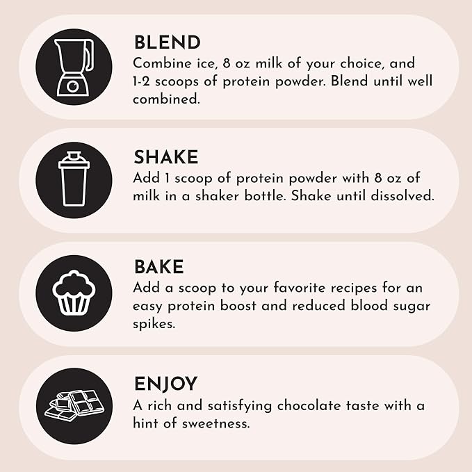 JUST INGREDIENTS Protein Powder - Chocolate, Grass-Fed Whey, Organic Whole Food Blend - 15 Servings, 24g Protein
