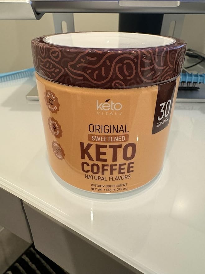 Keto Vitals Instant Keto Coffee Powder - 30 Servings - Low-Calorie Original Sweetened Coffee with Keto-Friendly Creamer
