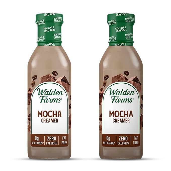 Walden Farms Mocha Coffee Creamer – Zero Calorie, Fat-Free, Sugar-Free, Low Carb, Keto-Friendly, Dairy-Free, Vegan – 2-Pack, 12 oz Bottles
