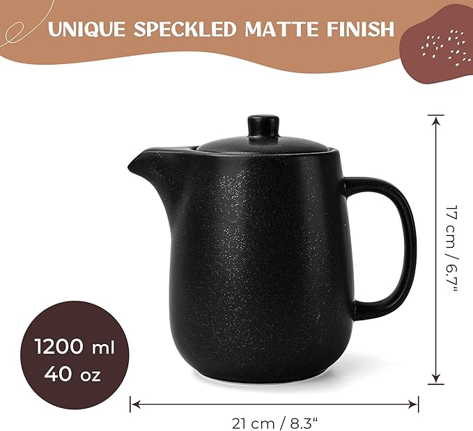 Ceramic Teapot with Infuser - 40 oz Large Teapot with Strainer - Tea Pot Ceramic for Loose Tea - Ceramic Tea Pots for Tea