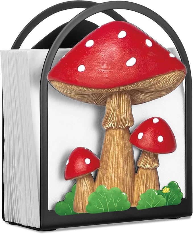 Mushroom Paper Towel Holder Napkin Holder Tabletop Tissue Stand Countertop Decor for Kitchen Rustic Farmhouse Napkin Accessories Country Decor