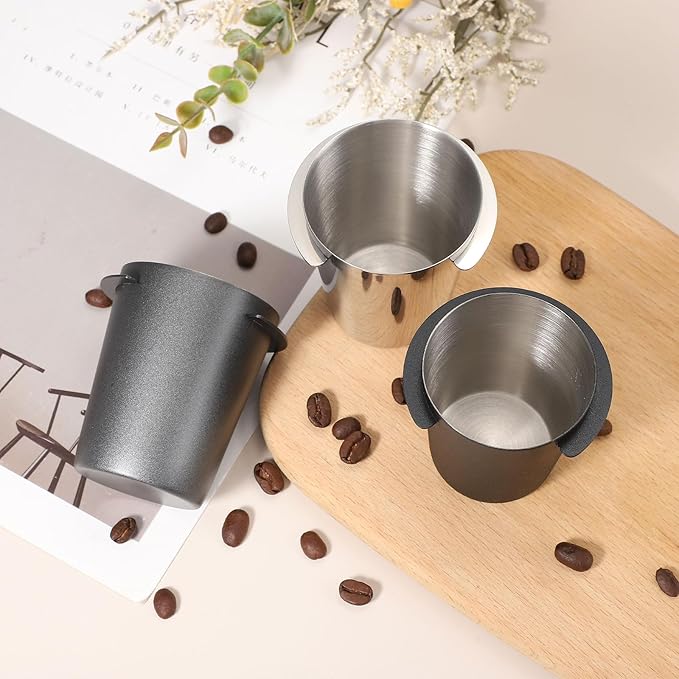 uxcell 58mm Coffee Grinder Powder Cup, Stainless Steel Espresso Coffee Powder Feeder, Espresso Coffee Machine Tools for Coffee Tamper (Silver)