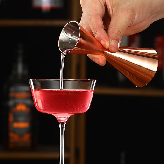 Double Cocktail Jigger Slim Style Measuring Jigger (Smooth CopperPlated)