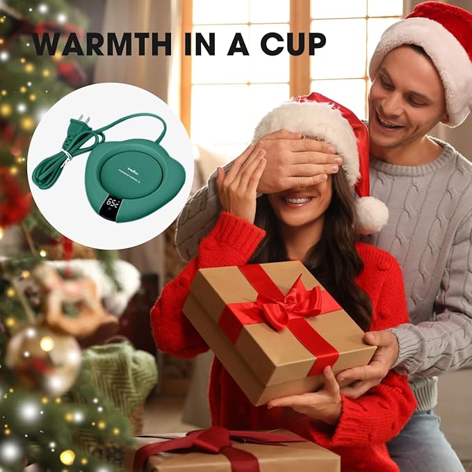 Coffee Mug Warmer for Desk, Cup Warmer with Auto Shut Off, Mug Warmer Plate for Coffee, Milk, Tea, Beverage - Mug Heater for Travel, Home and Office (Green)