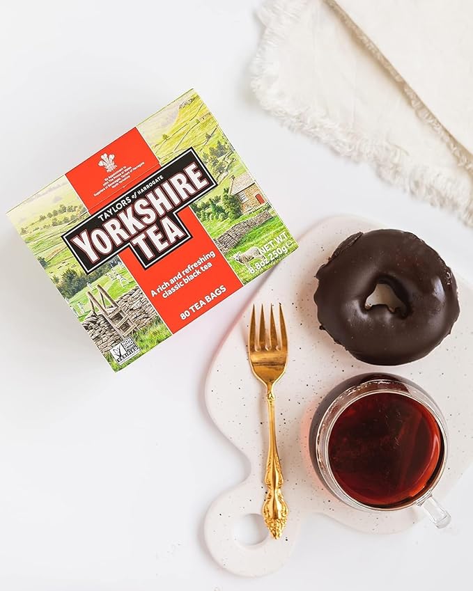 Yorkshire Tea, Red, Black Tea, Pillow Tea Bags, 80 Count (Pack of 1), Refreshing, Satisfying, and Strong, Classic British Breakfast Blend, Caffeinated, Enjoy Hot or Iced, 80 Teabags