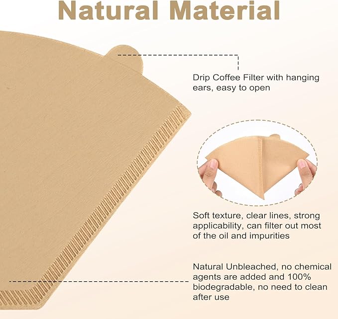 200 Count Cone Coffee Filters #4, 8-12 Cup, Coffee Filters 4 Cone Paper Unbleached Natural, Disposable Paper Coffee Filter for Ninja Maker, Pour Over Coffee Dripper and Drip Coffee Maker