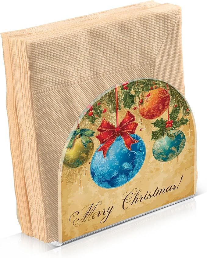 Retro Christmas Tree Napkin Holder for Table Paper Cocktail Napkin Holders for Kitchen Dinning Acrylic Dinner Napkin Dispenser for Dinner Home Decor Bar 2 Pack