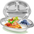 Stainless Steel Baby Suction Plates: Divided Plates for Babies and Toddlers, Made of 100% Food-Grade Materials Ideal for Baby-Led Weaning BPA-Free Toddler Feeding Dishwasher Safe Green