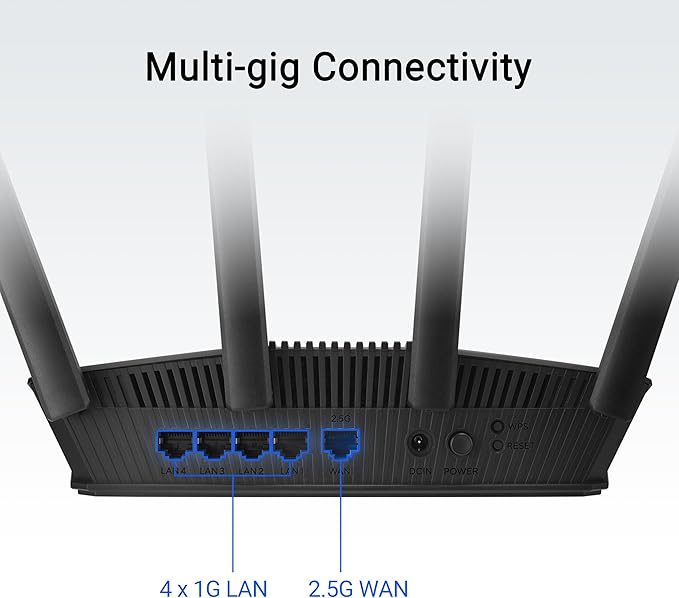 ASUS RT-BE55 Dual-Band WiFi 7 (802.11be) Smart AiMesh Extendable Router, 3600 Mbps, 2.5G Port, Up to 3 SSIDs for IoT Devices, Parental Controls & VPNs, Advanced Network Security