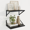 Axeman Black Floating Shelves for Wall - 10 Inch Deep Floating Shelves Set of 2-16 Inch Wide x 10 Inch Deep Black Wall Shelves for Living Room Bathroom Bedroom