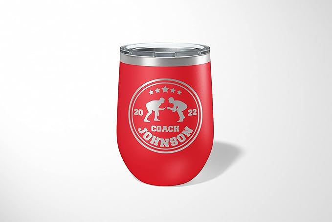 Wrestling Coach gifts, Tumbler, Coach tumbler, Wrestling gifts, Coach Beer glass, Coach gift, Wrestling Coach, Coach gifts, Wrestling Coach (Wrestling Circle, Red, 12oz Wine Tumbler)