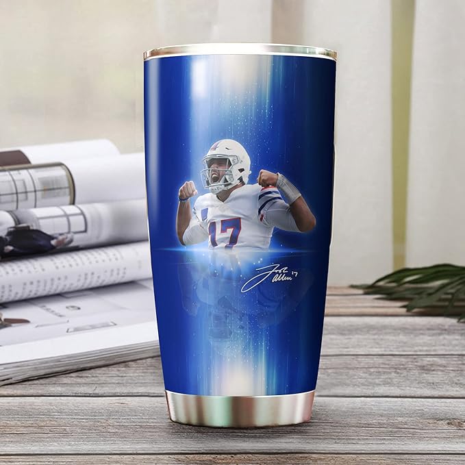 Josh Buffalo Allen Tumbler - Coffee Tea Mug Insulated Tumbler With Lid - Birthday, Christmas, Father Mother, Gifts For Football Fans - 20 Oz| Stainless Steel Mug