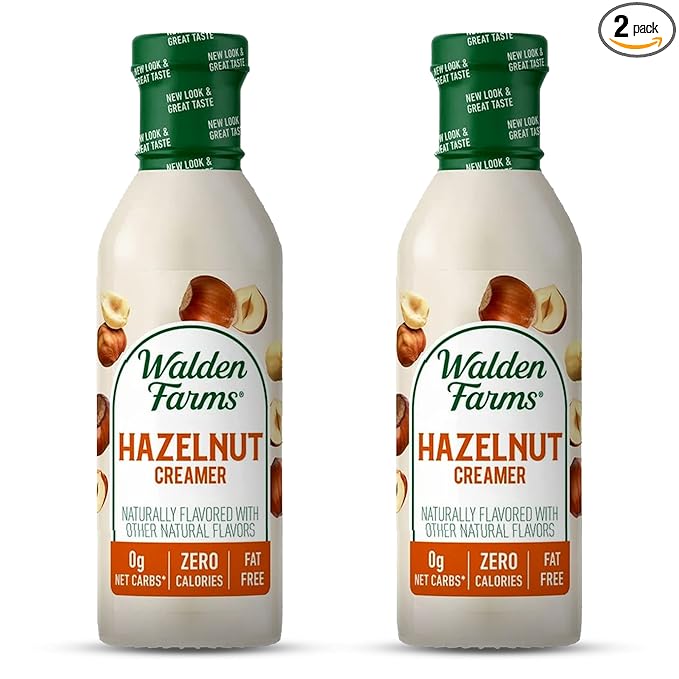 Walden Farms Hazelnut Coffee Creamer – Zero Calorie, Fat-Free, Sugar-Free, Low Carb, Keto-Friendly, Dairy-Free, Vegan – 2-Pack, 12 oz Bottles