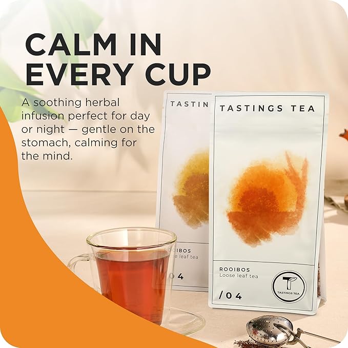 Tastings Tea Rooibos - 8 oz Loose Leaf | South African Herbal Flavour| Caffeine Free