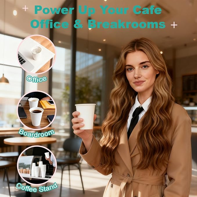 8 oz 500 Pack Disposable Coffee Cups, Bulk White Disposable Paper Cups, Coffee Cups for Hot Tea, Chocolate and Cold Drinks