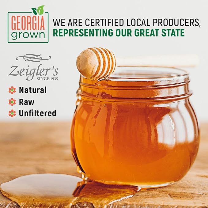 Zeigler's Local Georgia Award Winning Honey – All Natural, Pure, Raw, & Unfiltered Georgia Honey, 32 oz Squeeze Bottle – For Tea, Yogurt, Parfaits, Toast, and Cornbread