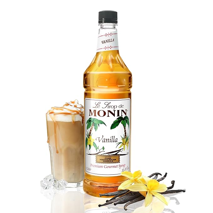Monin - Vanilla Syrup, Versatile Flavor, Great for Coffee, Shakes, and Cocktails, Gluten-Free, Non-GMO (1 Liter)