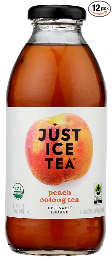 Eat The Change Just Ice Tea Organic Peach Oolong Tea, Kosher, 16 Fluid Ounces (Pack Of 12)